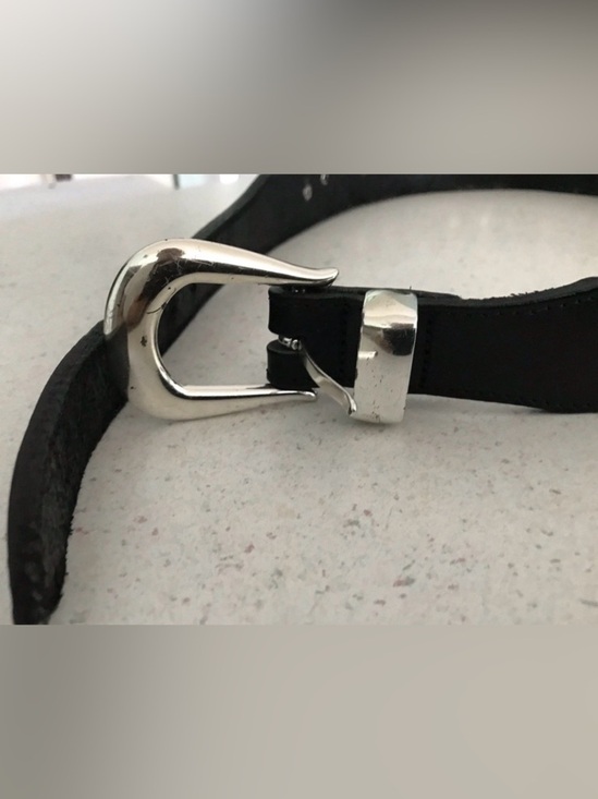Vtg Brighton Honest 1992 Leather Black Belt Animals Solid Brass Size 28